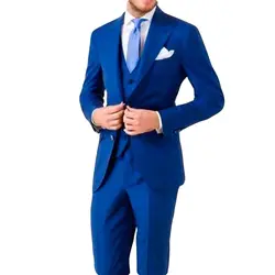 (Пиджак брюки жилет) мужские костюмы под заказ 2019 Slim Fit 3 предмета Блейзер индивидуальный заказ темно Свадебный костюм жениха жених