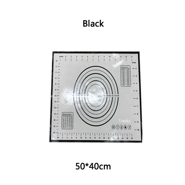 black-50-40 High-Quality Collapsible Non-stick Silicone Baking Mat Kneading Dough Pad Baking Tray Inner Liner Kitchen Cooking Tools - Цвет: black-50-40