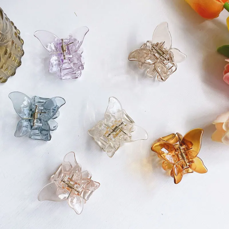 

Acrylic Acetate Stereoscopic Butterfly Shaped Resin Hairpin Colorful Hair Claw Transparent Hair Accessories Mini Barrettes