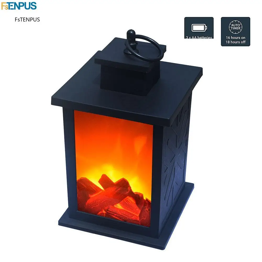 LED Retro Style Simulate Fireplace Burning Effect Lantern Light Lamp for Garden Home Decor Lawn Gardening Lighting Hanging | Освещение