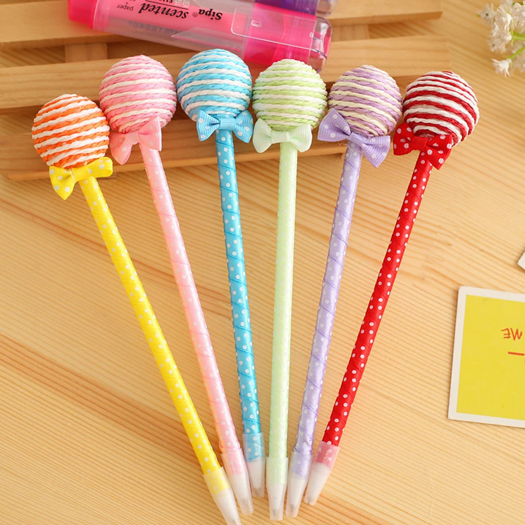 

0.5mm Cartoon Bow Circle Lollipop Style Ballpoint Pen Office School Writing Plastic Ballpen Random Color