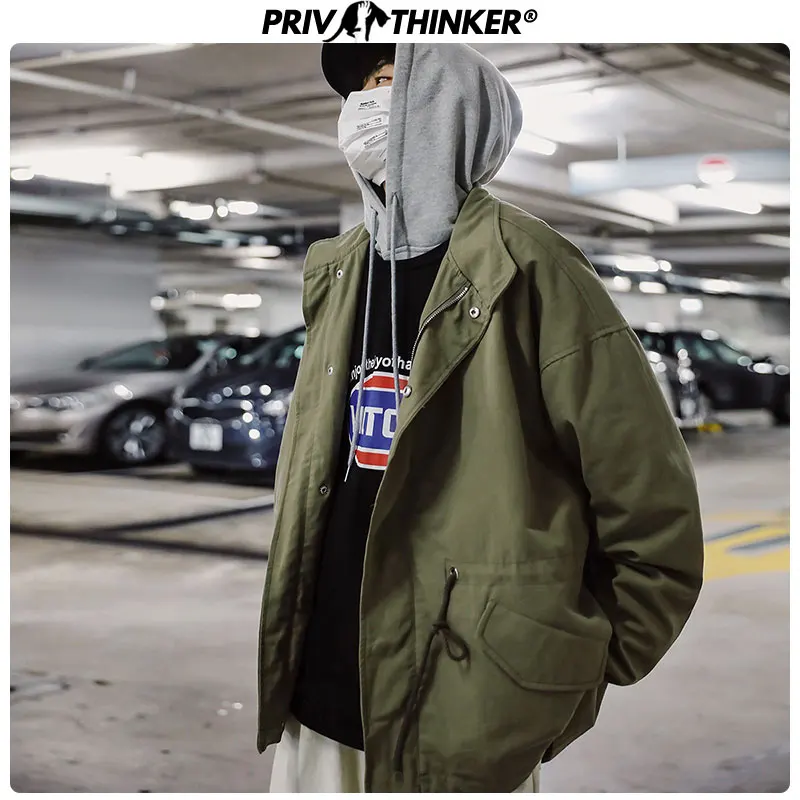 

Privathinker 2019 Men Safari Style Big Pockets Jackets Mens Autumn Streetwear Hip Hop Clothes Male Casual Windbreak Coat Jacket