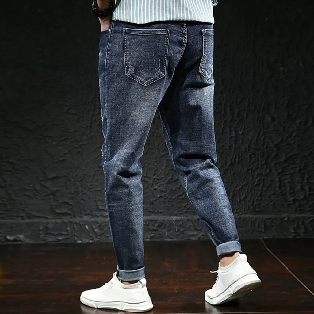 Брюки мужские уличные джинсы мужские новые модные повседневные Прямые джинсы обтягивающие рваные джинсы длинные штаны оптом джинсы Z4