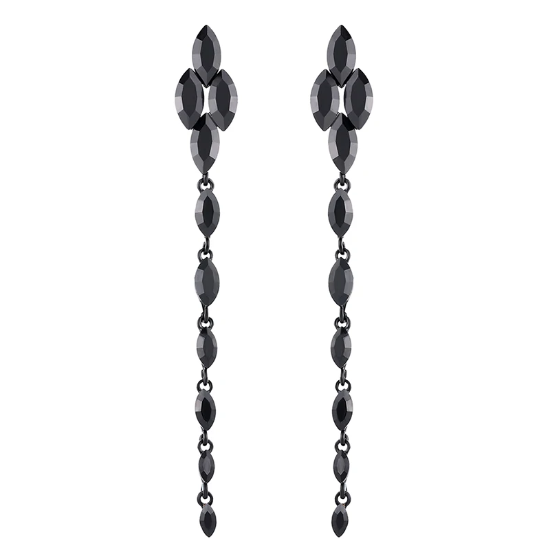 OCESRIO, длинные черные серьги с цепочкой для женщин, висячие серьги с кристаллами, висячие серьги в стиле панк, готика, ювелирные изделия для вечеринки, ers-m57 - Окраска металла: ers-m69 black