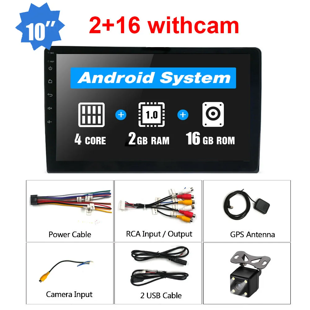 9/10. " 1 Din Android автомобильный Радио Универсальный четырехъядерный Автомобильный мультимедийный плеер gps навигация авто стерео wifi Bluetooth Зеркало Ссылка - Цвет: 10.1inch 2 16G cam