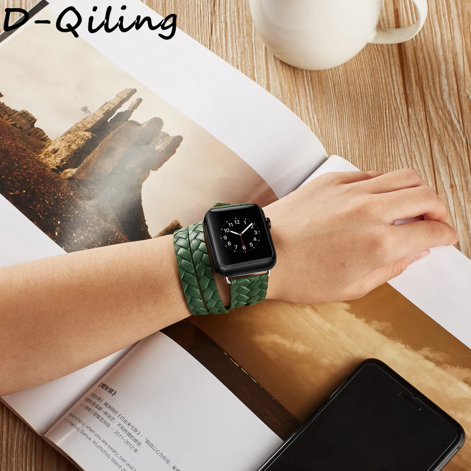 Кожаный ремешок для часов apple watch 4 ремешка 44 мм/40 мм correa apple watch 42 мм/38 мм двойной тур Браслет ремешок для часов Iwatch 54 3 21