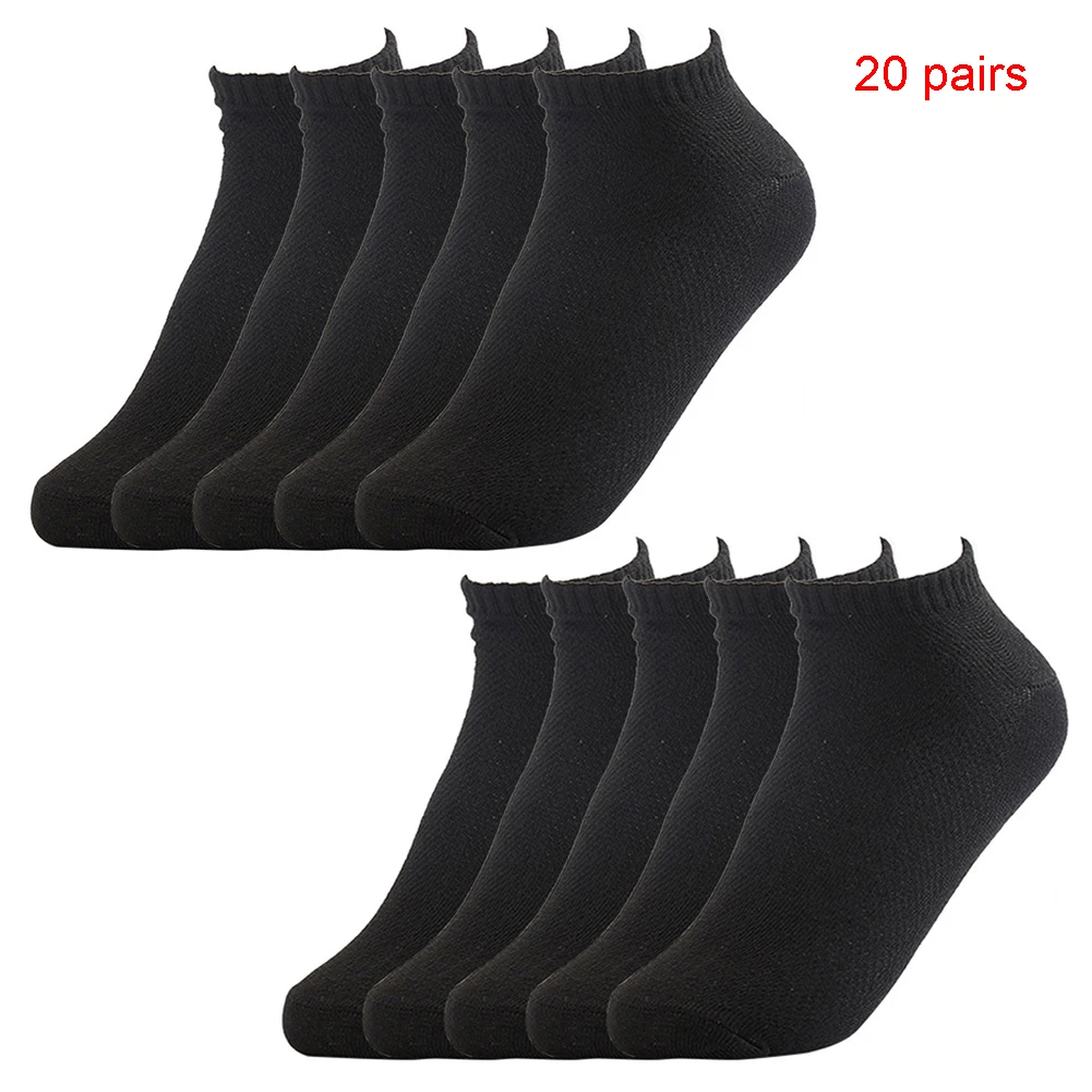 Black 20pair Мужские мягкие носки для баскетбола, спортивные, повседневные, весенние, дышащие, для верховой езды, с низким вырезом, летние, для фитнеса - Цвет: Black 20pair