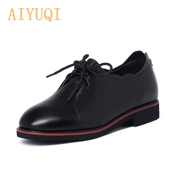 

AIYUQI Women's Shoes Low-heel 2020 Spring New Genuine Leather Women's Casual Shoes Women's Lace-up Shoes Large Size