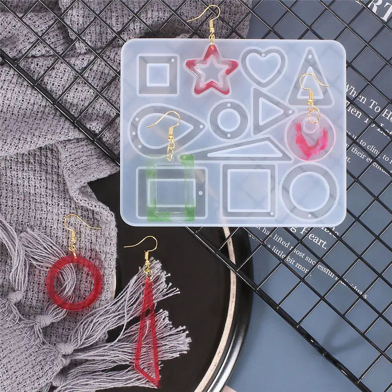 

Julie Wang Silicone Mold Geometric Heart Drop Leaf Star Shape Epoxy Cabochons Handmade Casting Mould Jewelry Making Tool