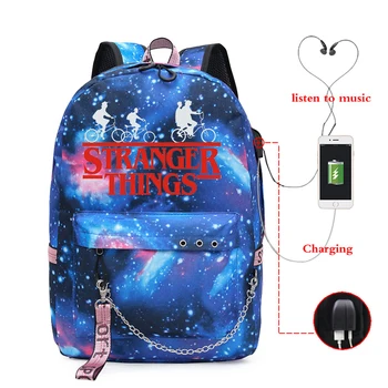 

New Stranger Things Backpack USB Charge Teens Boys Girls School Bag Men Women Backpacks School Bag Teens Casual Shoulder Mochila
