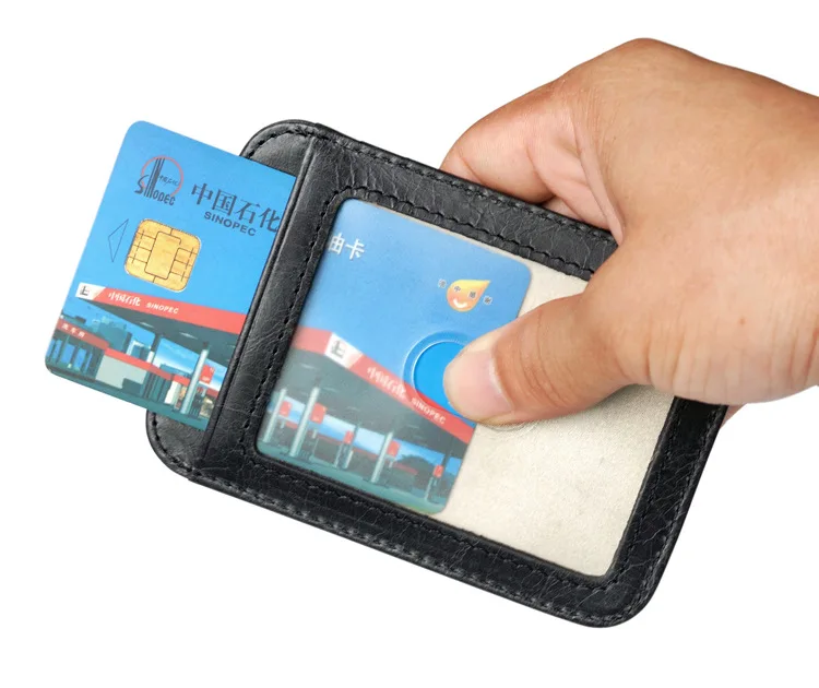 Luxury Brand Unisex Black Real Leather Design Fashion Gift Slim Wallet Travel Front Pocket Money Clip Mini Clamp Purse XYX-C061