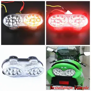 

For Kawasaki Ninja ZX9R 1998-2003 1999 2000 2001 2002 Integrated LED Turn Signals Tail Light Clear