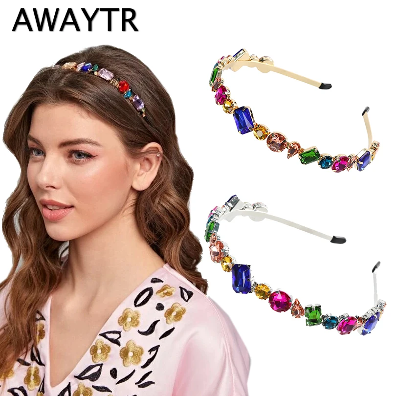 AWAYTR Fashion Women Crystal Headband Shiny Hairband Girl Hair Band