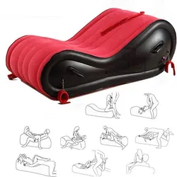 Sofá cama inflable para adultos, mueble moderno de cuero de PVC, color rojo, para juegos sexuales, Playa y exteriores