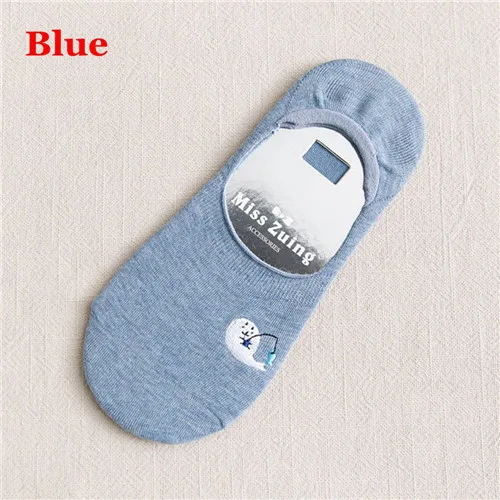 blue 1 пара красочных вышитых цветов невидимые короткие женские летние прозрачные сетчатые дышащие хлопковые носки-лодочкой женские короткие носки - Цвет: blue