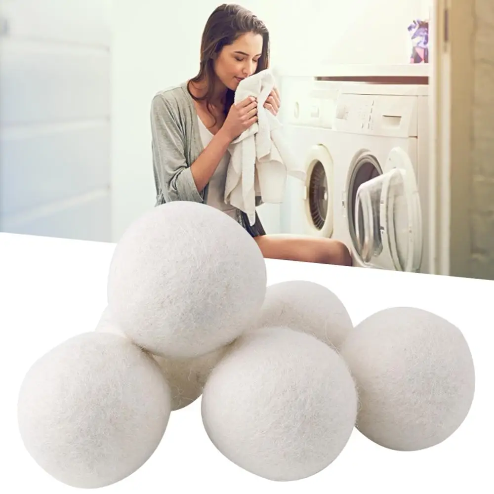 6pcs Organic Hypoallergenic Wool Tumble Drying Balls, 100% Premium Wool-Reusable, Natural Fabric Softener-5cm in diameter