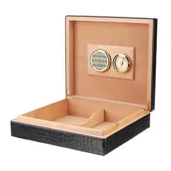 

20 Count Cedar Wooden Cigar Case Box Cigar Humidor Humidifier Hygrometer Portable Travel Moisture Meter Moisturizing Device