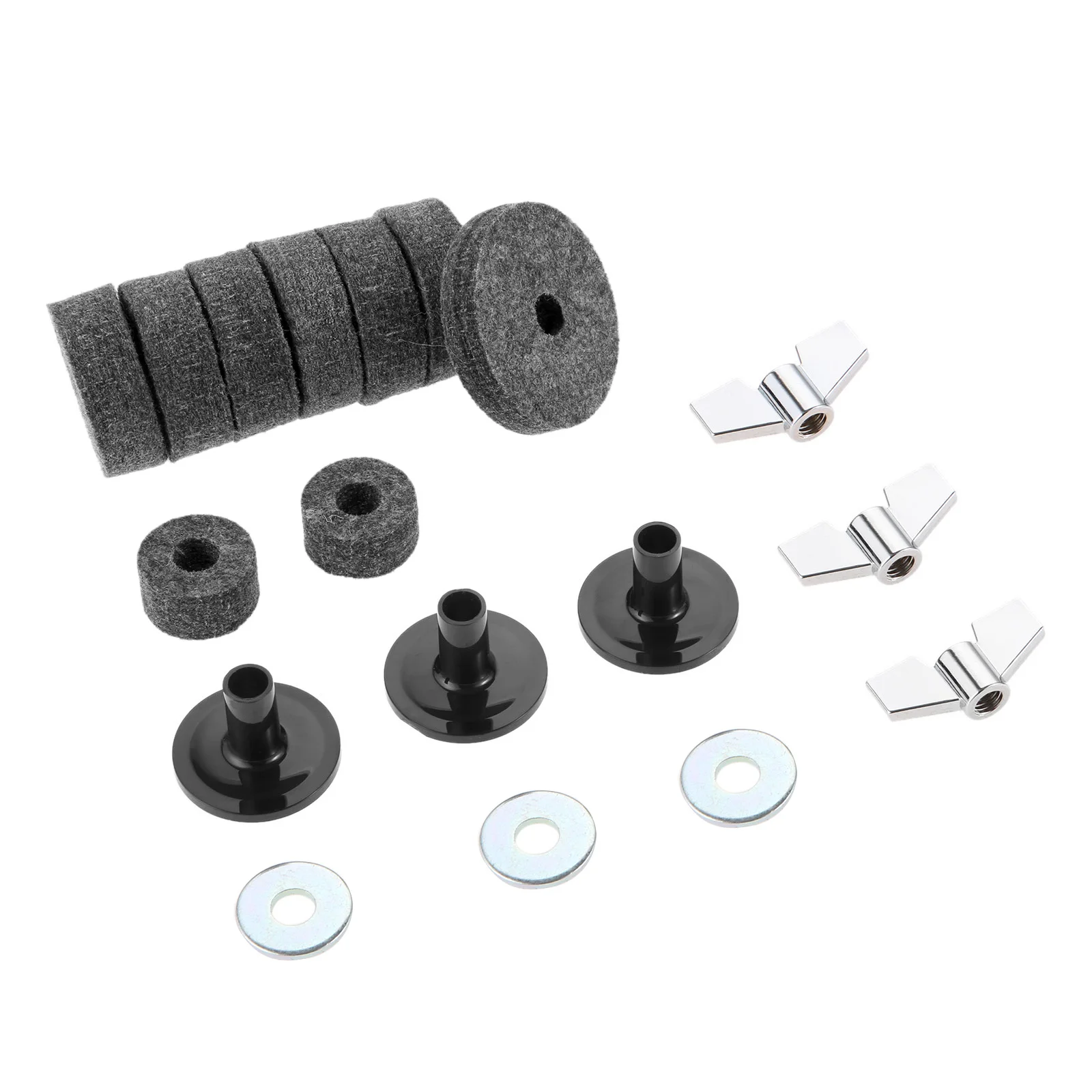 Cymbal Felts Hi-Hat Clutch Felt Hi Hat Cup Felt Cymbal Stand Sleeves Base Wing Nuts Washer for Drum Set 18Pcs
