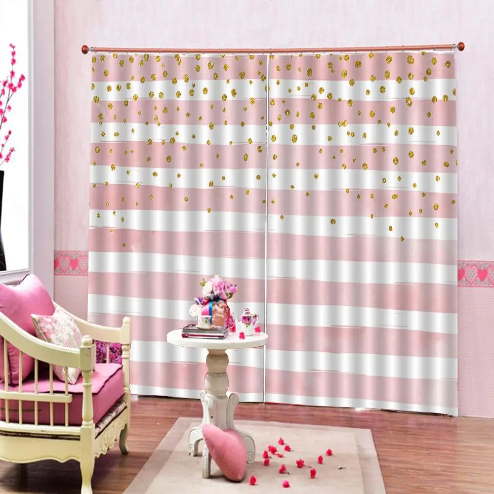 Moder Розовая белая полоска желтая Алмазная занавеска для окна гостиной спальни