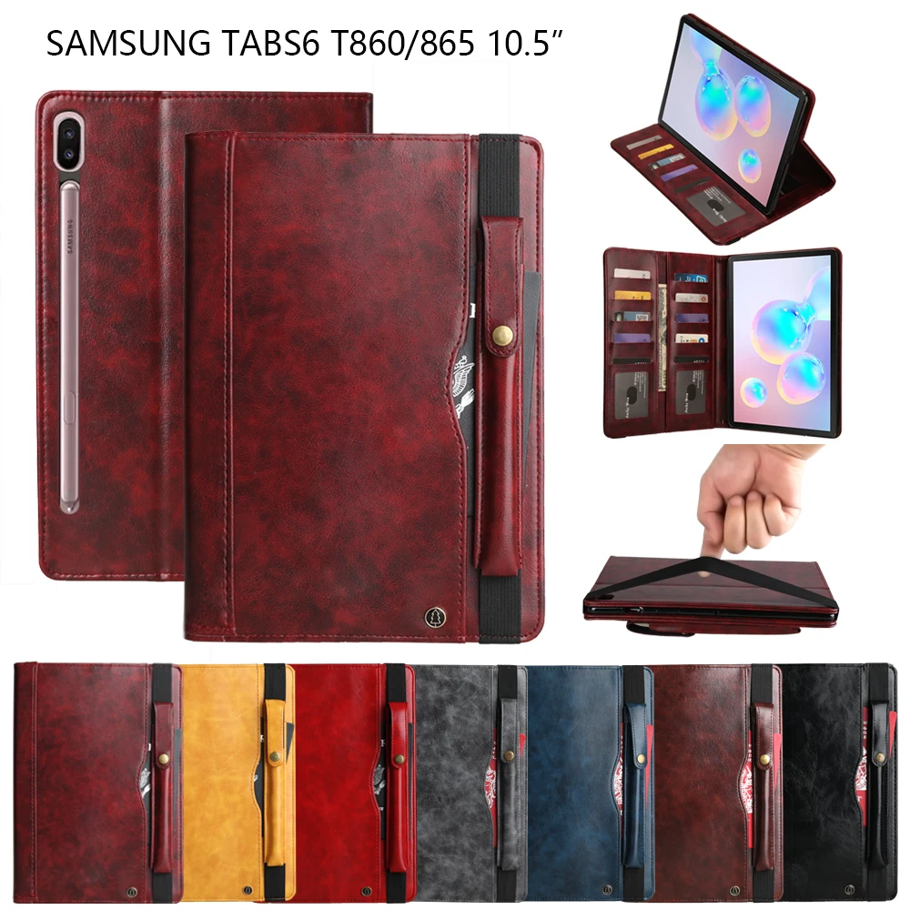 

Flip Stand PU Leather Case Magnet Smart Pencil Holder Funda Capa Cover For Samsung Galaxy Tab S6 T860 T865 SM-T860 SM-T865 Coque