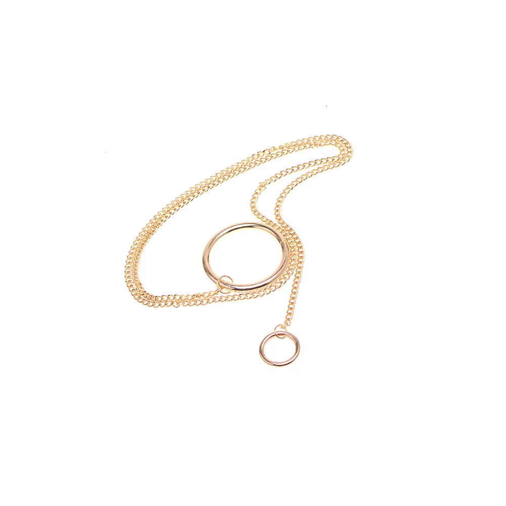 Трендовое ожерелье в стиле панк с двойной круглой подвеской, длинная цепочка, ожерелье, модное золотое украшение на шею