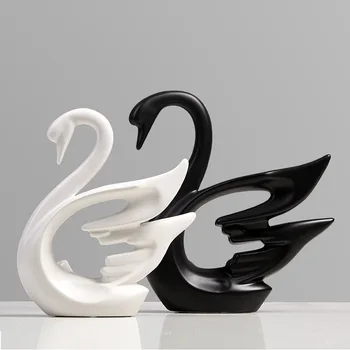 

Morden Ceramics Swan Statues Sculpture Ornaments Living Room or Bedroom Decoration TV Cabinet Decoration Swan Crafts Gifts
