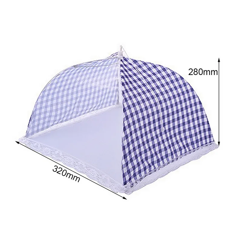 blue 32x28cm 1 шт. кухонный сложенный колпак из сетки для еды гриль для пикника кухонные принадлежности зонтик стиль сетка полиэстер анти мухи комары блюдо для еды крышка - Цвет: blue 32x28cm