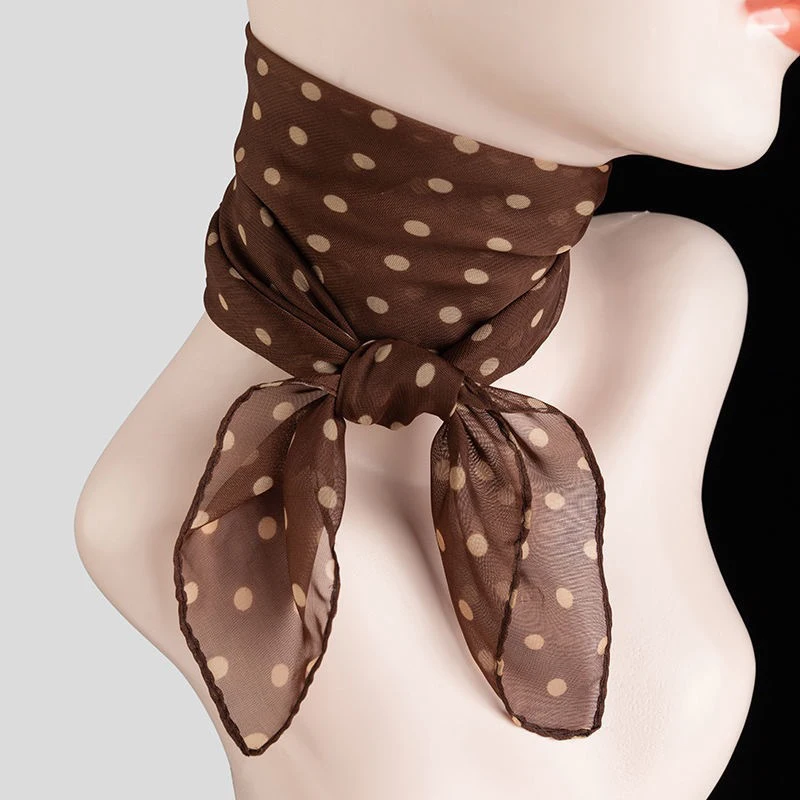 Fashion Chiffon Polka Dot Scarf For Woman Female Retro Temperament Polka Dot Square Scarf Multicolor Polka Dot Neckerchief 6