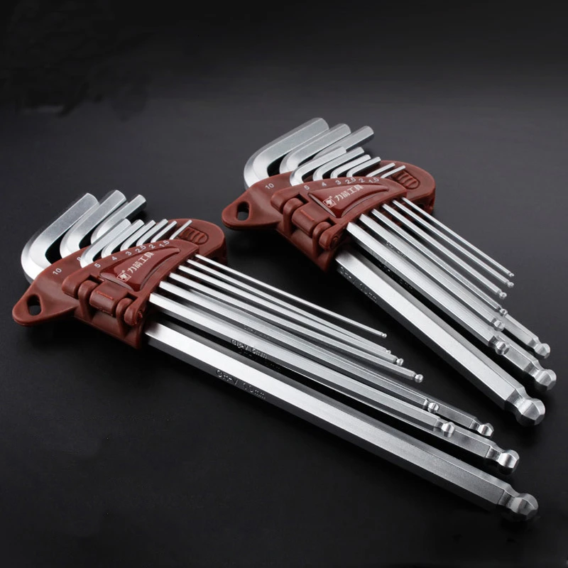 

FGHGF 9pcs 1.5mm - 10mm Hexagon Allen Key Wrench imbus Chrome Matte Ball End Spanner Screwdriver Set Tool Kit