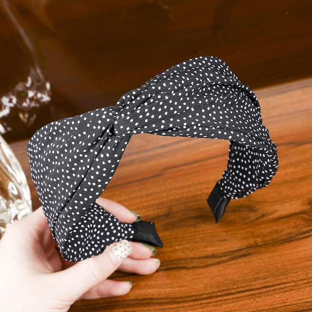 Levao Dot Simple Knot Hairbands Black White Dots Fabric Women