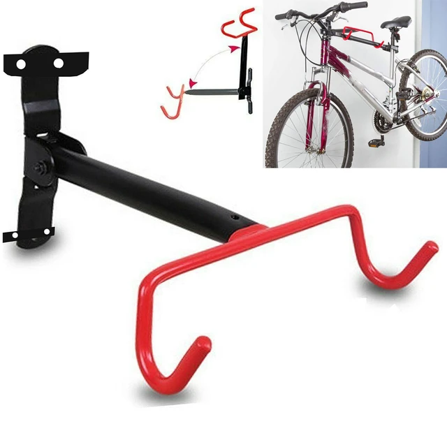 Estante de montaje en pared para bicicleta, colgador de almacenamiento,  soporte de gancho plegable, recubierto de goma, ahorro de espacio, gancho  para bicicleta de garaje - AliExpress