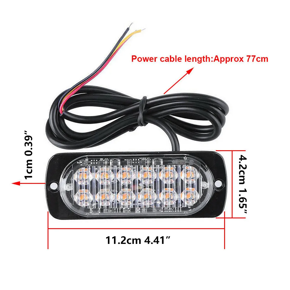 4 шт. 12LED Янтарный аварийный мигающий стробоскопический светильник для грузовиков, автомобилей, аварийный маяк, лампа Великобритании, боковой Предупреждение ющий светильник для кузова автомобиля