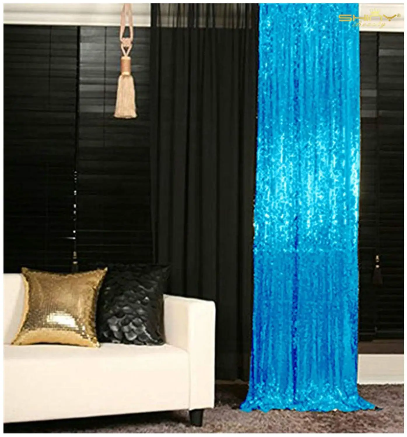

Shinybeauty Sequin Background Turquoise Party Decoration Wall Backdrop Curtains For Wedding -M190727