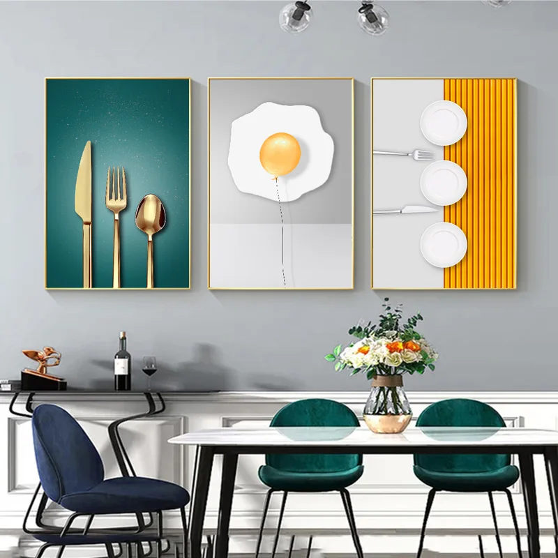 Nordic Abstract Kitchen Knife Decorative Pictures Wall Art Canvas