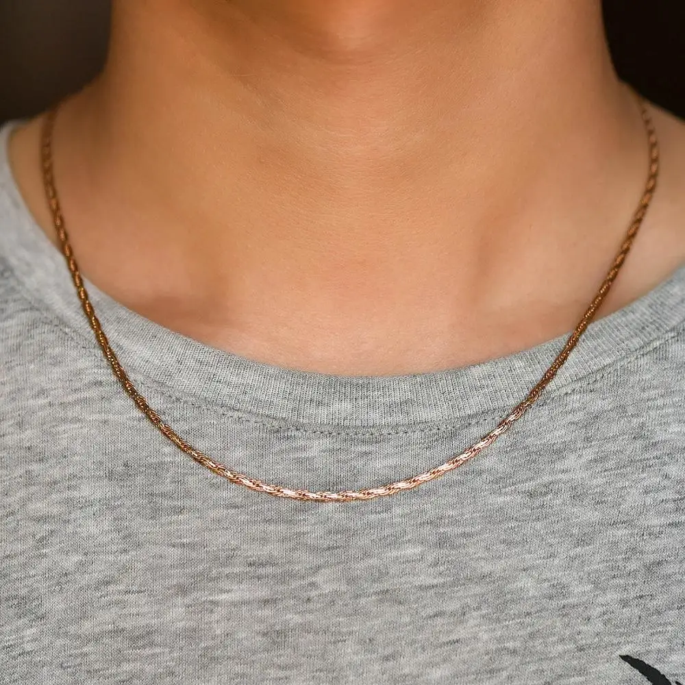 2 мм винтажная мода плоская цепь золото/сталь/черный/розовое золото ожерелье из
