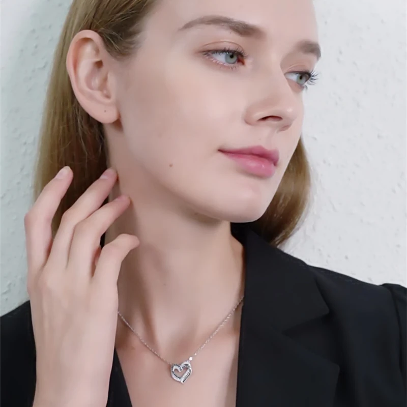 New Black Awn Necklace Silver Color Necklace Women Jewelry Heart Black&White Stone Pendants P107 pendant necklace silver necklace silver pendant