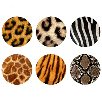 

DARMIAN 6Pcs Drink Coaster Leopard Tiger Zebar Giraffe Python Dinner Placemate Insulation Tea Cup Pad Kitchen Accessories Mats