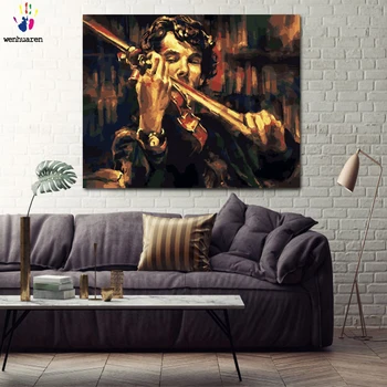 

DIY colorings pictures by numbers with colors The man who plays the violin picture drawing painting by numbers framed Home