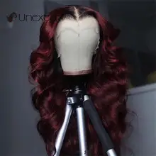 Aliexpress - Unextar 99J Burgundy 13X4 Lace Frontal Wigs Colored 180% Lace Closure Human Hair Wigs for Women Burgundy Brazilian Human Wigs