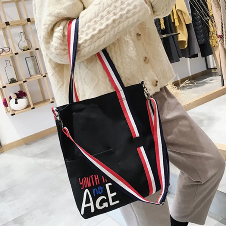 

Origional Large Canvas Bag Ulzzang Literature And Art School Bag Hand Canvas Tote Bag Women's Shoulder Commuter Bag