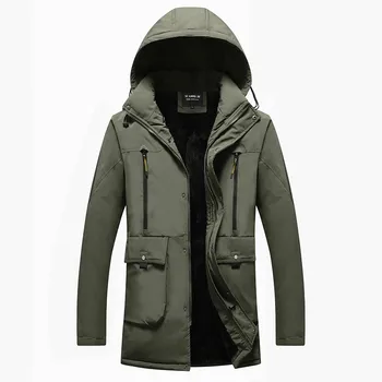 

Winter Jacket Men Mid-Long Cargo Jacket Thick Velvet Parkas Men Clothes 2019 Casual Warm Padded Coats New Male Outwear