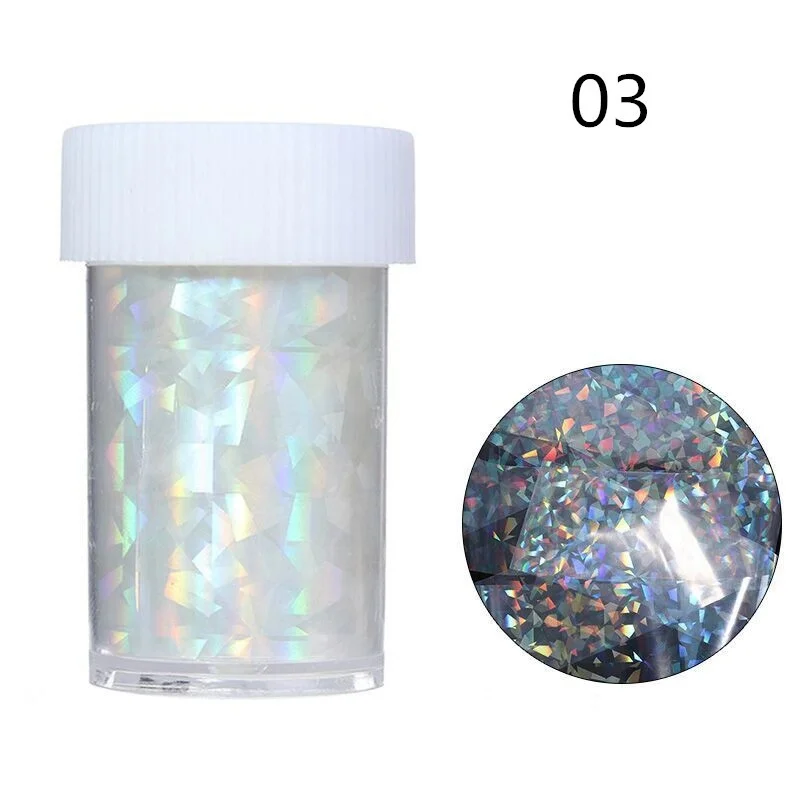 03 Foils 1 рулон 4*120 см голографные наклейки из фольги для ногтей для дизайна ногтей переводная наклейка звездное небо лазерный слайдер прозрачная наклейка для ногтей - Цвет: 03 Foils