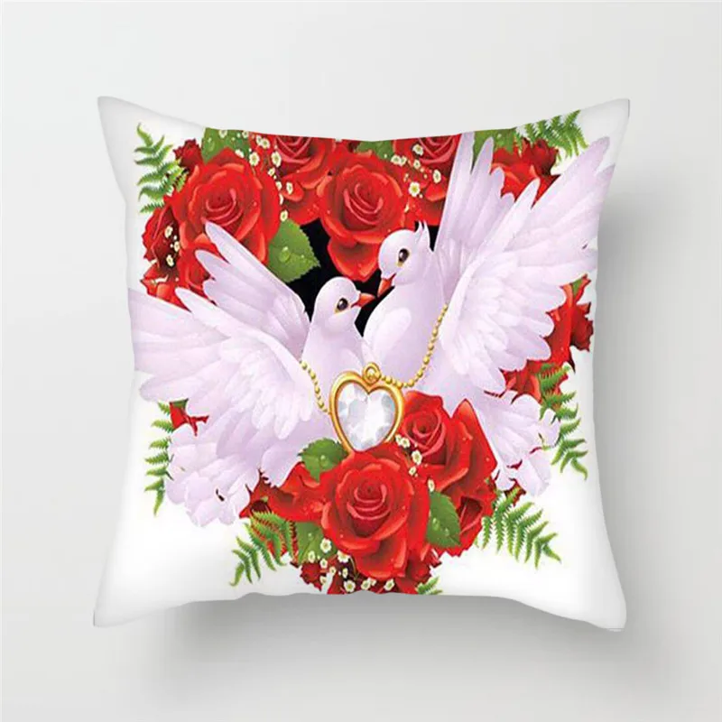 Fuwatacchi Подушка с цветами крышка Одуванчик подсолнечника бросьте наволочку для дома диван украшения для стула белый Розовый и красный цвет наволочки с розами - Цвет: GPC05148