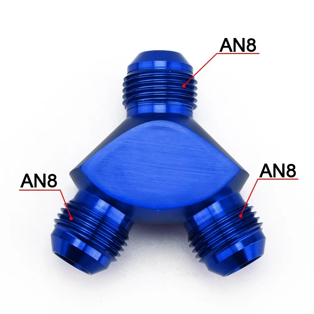 Алюминиевый Y блок Adapte AN6 AN8 AN10 r фитинги адаптер Черный Y Тип нефтяной трубы соединение - Цвет: AN8 BLUE