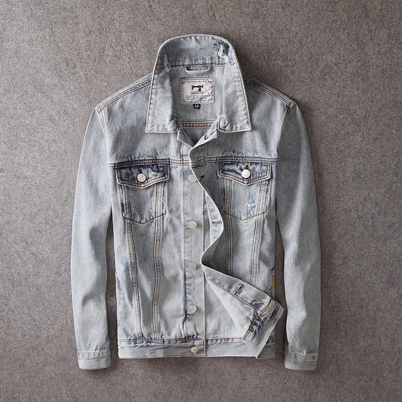 

Fashion Streetwear Men Jackets Retro Wash Vintage Designer Simple Denim Jackets Size M-5XL Korean Style Gray Color Casual Jacket