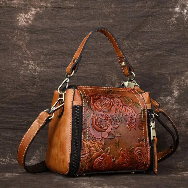 

Vintage Women Flower Embossed Style Handbag Leather Crossbody Tote Shoulder Top Handle Bag Satchel Purse F42A