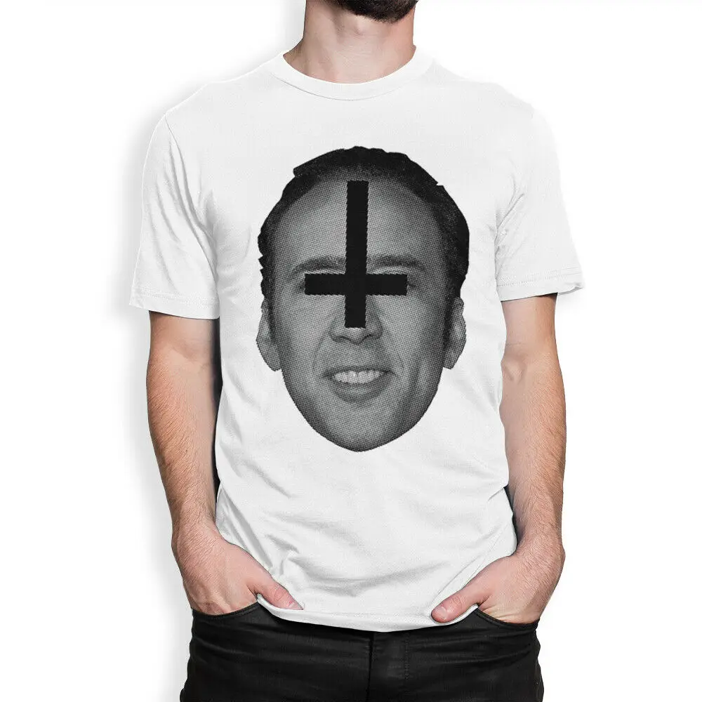 Футболка Nicolas Cage Meme Satanic хлопковая забавная футболка с пемием отличная скидка