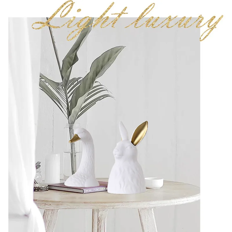 Скандинавский кролик Лебедь олень ваза, украшенная головом креативная керамика цветок вставка искусство декоративная домашняя ваза в форме головы животного ваза R2411