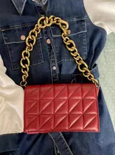 Bolso de hombro con cadena de cuero sintético para mujer, cartera de mano de piel sintética suave, diseño de marca, informal, verde, de alta calidad