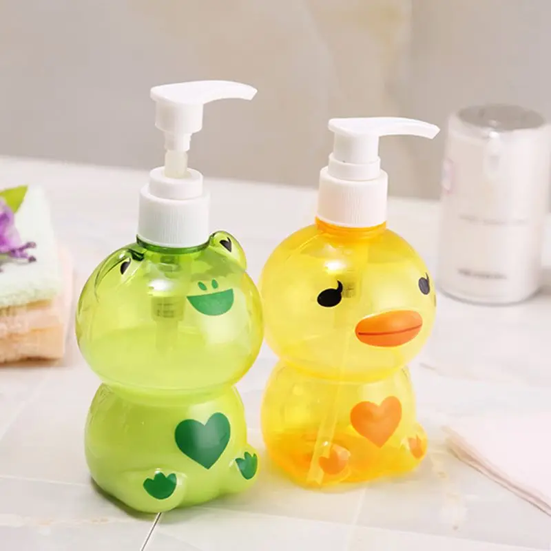 

250ml Portable Soap Dispenser Child Cute Animal Frog/Duck Shape Press Type Split Empty Pump Bottle Shampoo Shower Container
